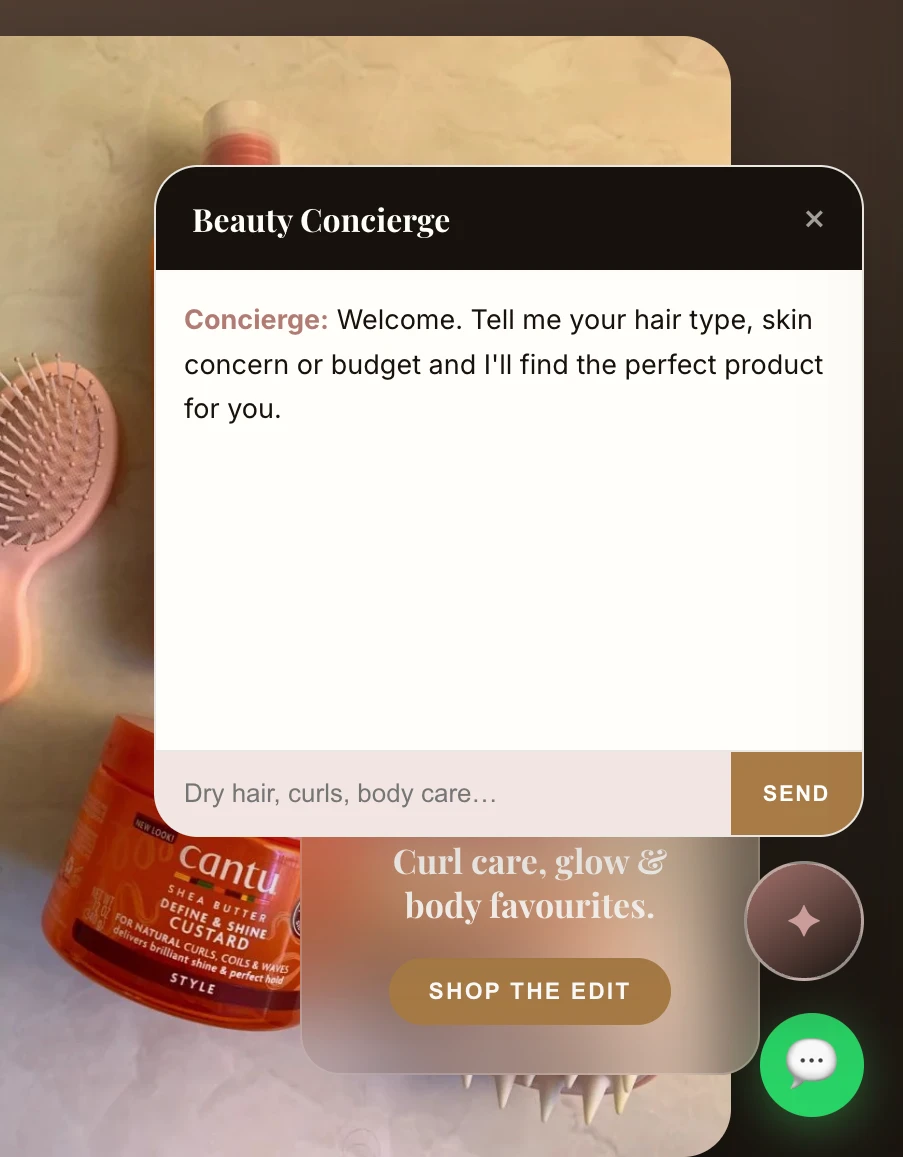 Beauty Concierge AI assistant recommending products