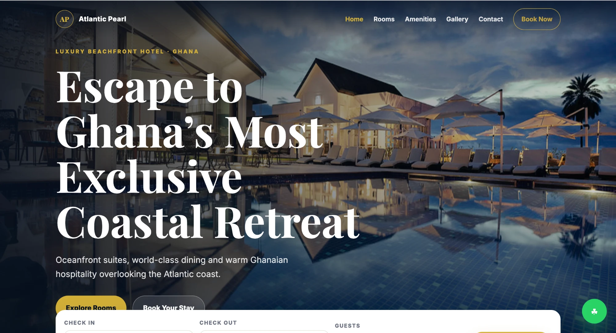 Atlantic Pearl resort homepage hero